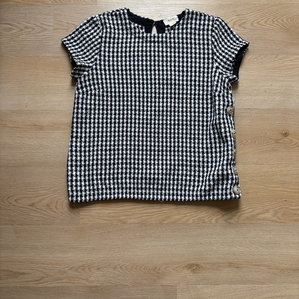 Anthropologie Black and White Houndstooth Top